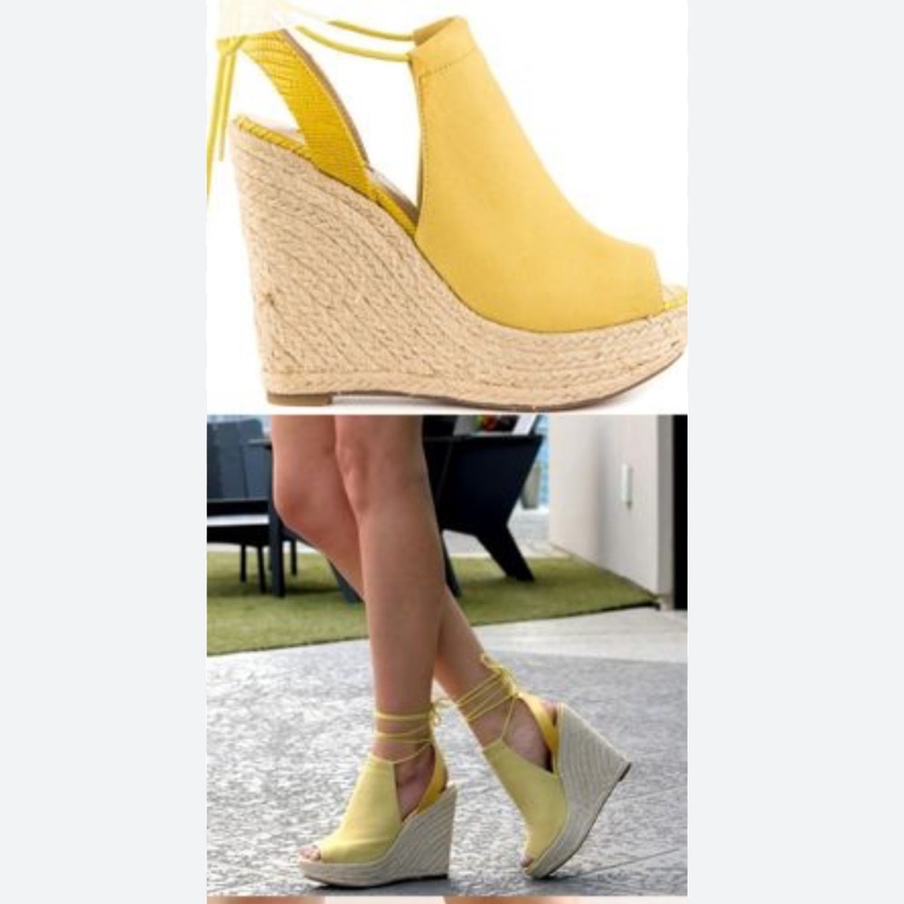 Guess Yellow Wedge Sandals